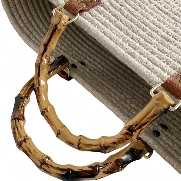 Women's Straw Tote Bag Cotton Large Capacity Woven Handbag Shoulder Bag - Picture 3 of 7